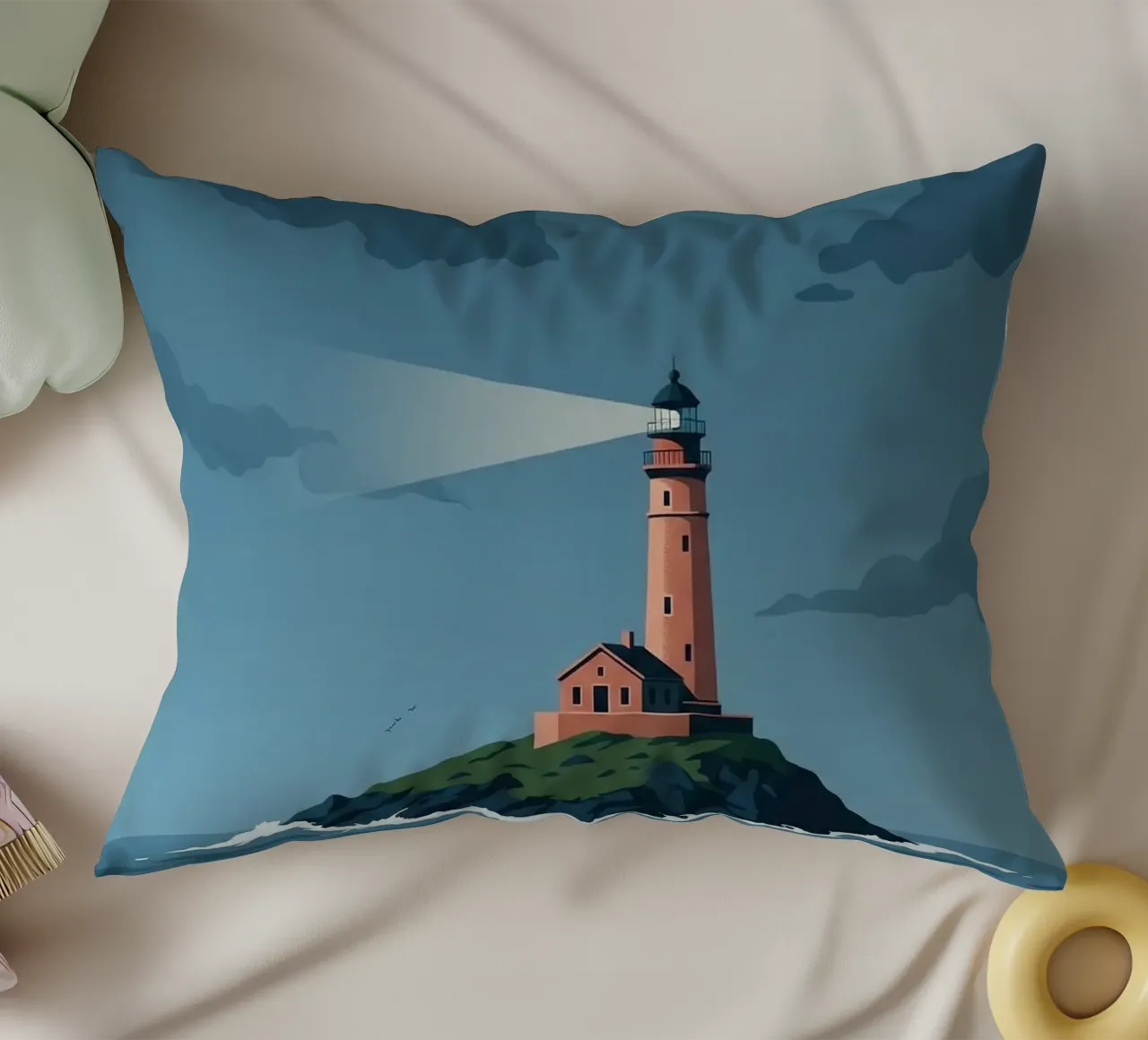 Faro nella tempesta cuscino da ZEN VACATION