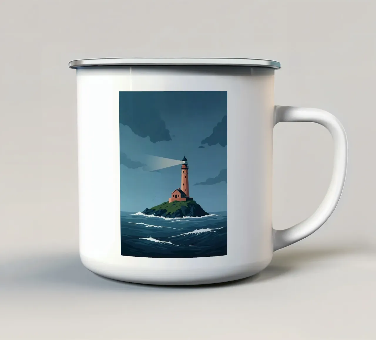 Faro nella tempesta tazza in smalto da ZEN VACATION