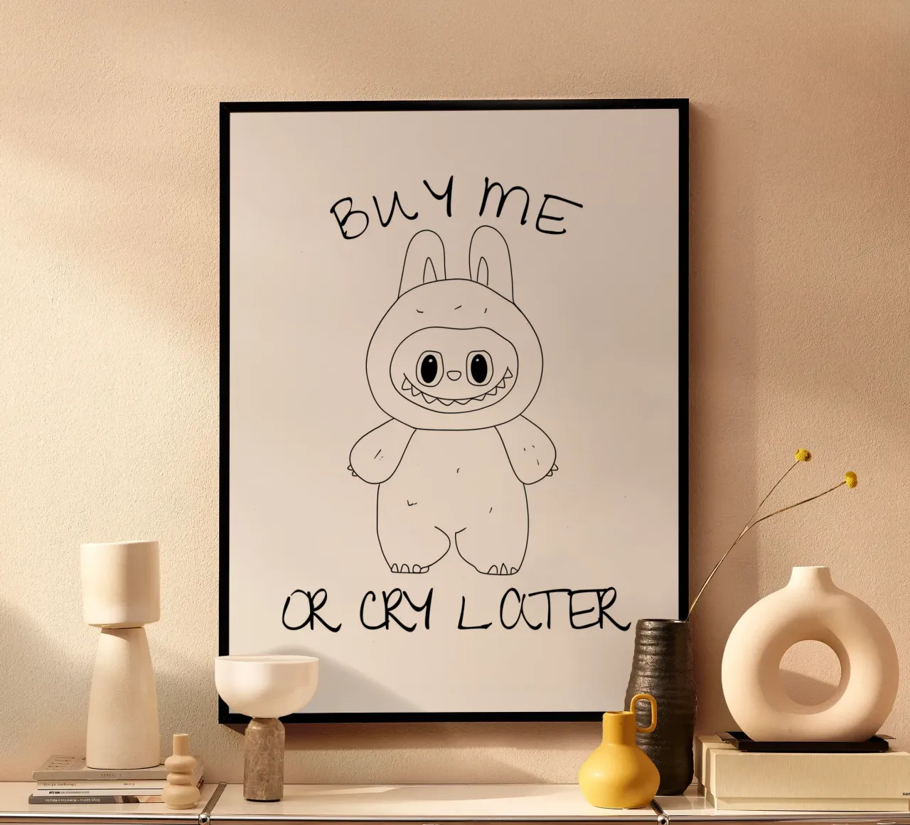 COMPRAMI O PIANGI DOPO poster con telaio in plastica da ArtDesign by KBK