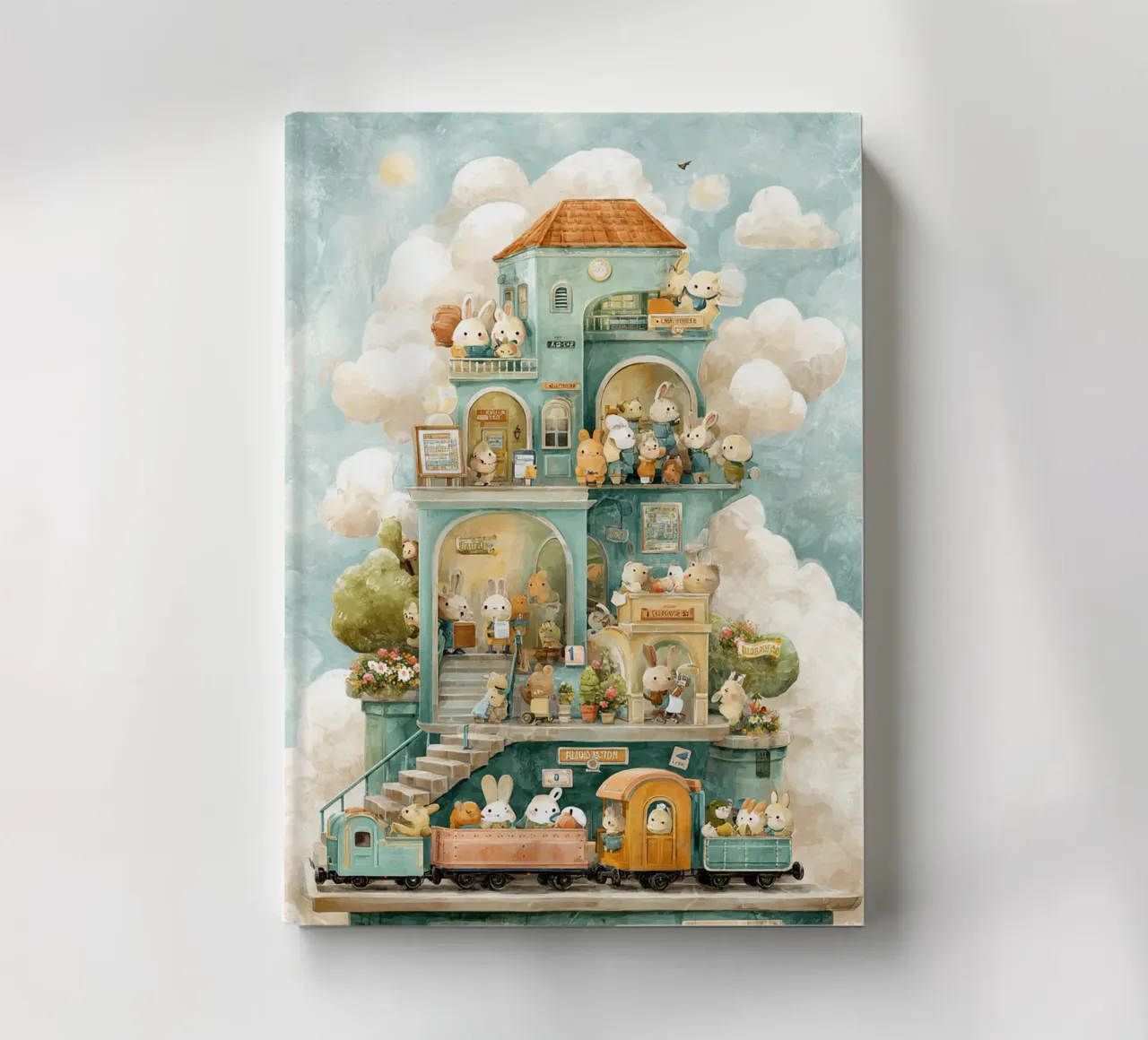 Bunny Train Station Notizbuch von wonderfolk