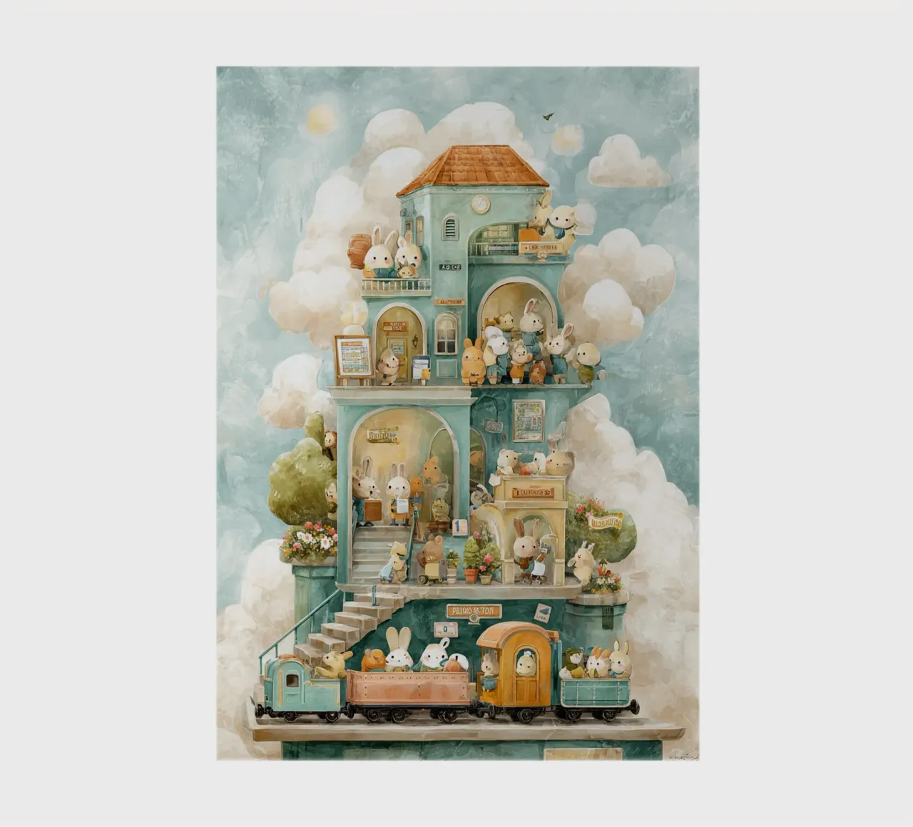 Bunny Train Station Notizbuch von wonderfolk