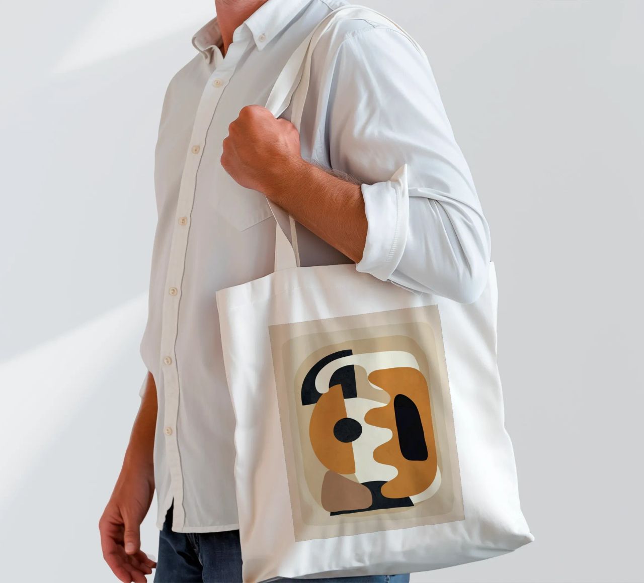 Minimal Abstract Shape Art 4 borsa in juta da Flow Line