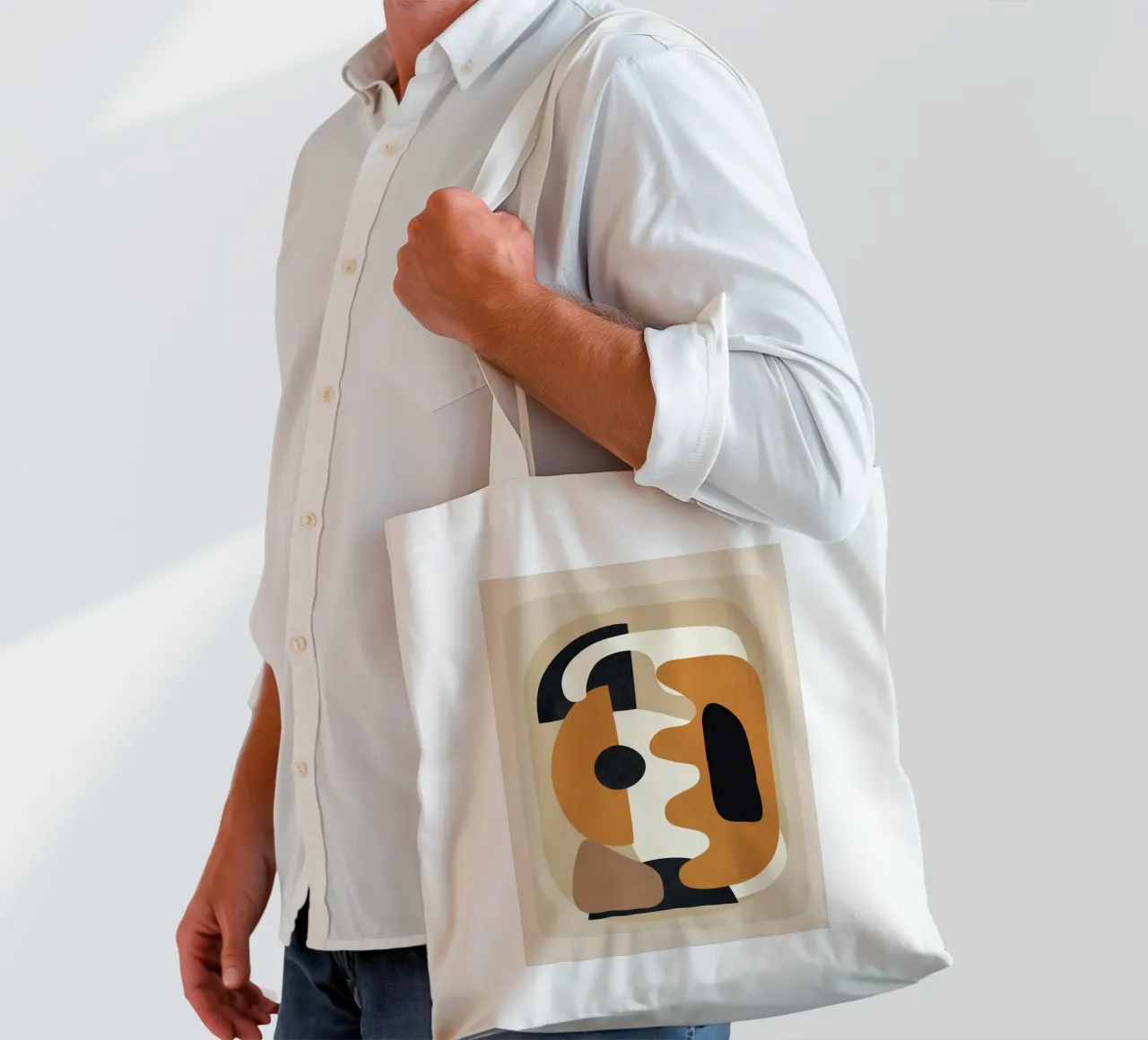 Minimal Abstract Shape Art 4 borsa in juta da Flow Line