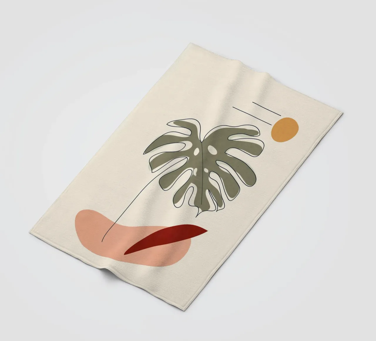 Minimal Line Monstera fleece blanket by Flow Line