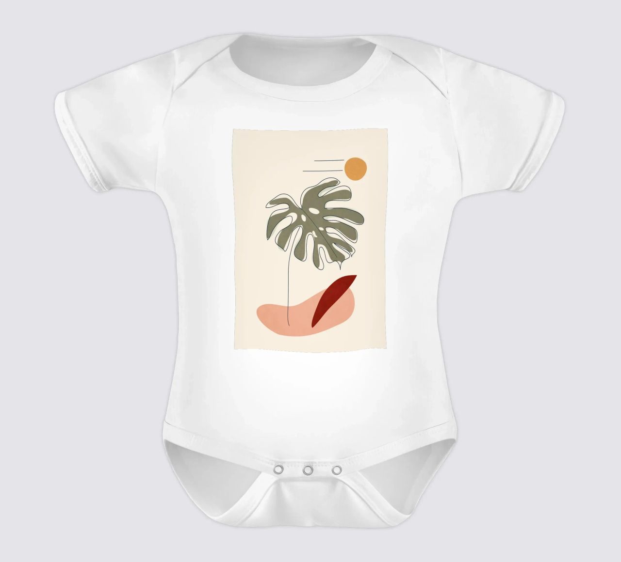 Minimal Line Monstera body neonato maniche corte da Flow Line