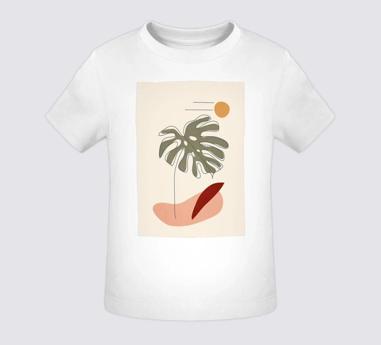 Minimal Line Monstera maglietta neonato da Flow Line