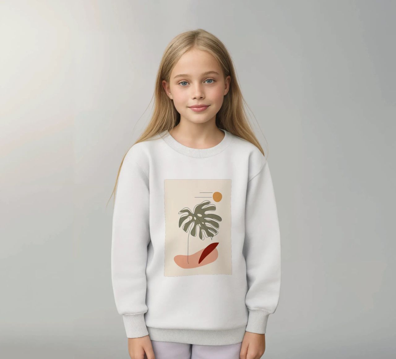 Minimal Line Monstera felpa bambino da Flow Line