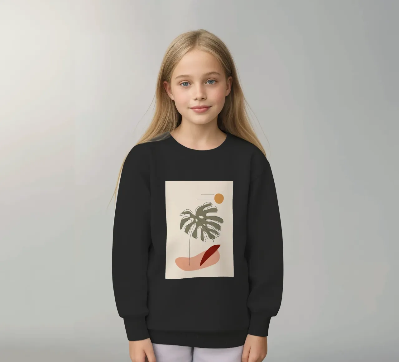 Minimal Line Monstera felpa bambino da Flow Line