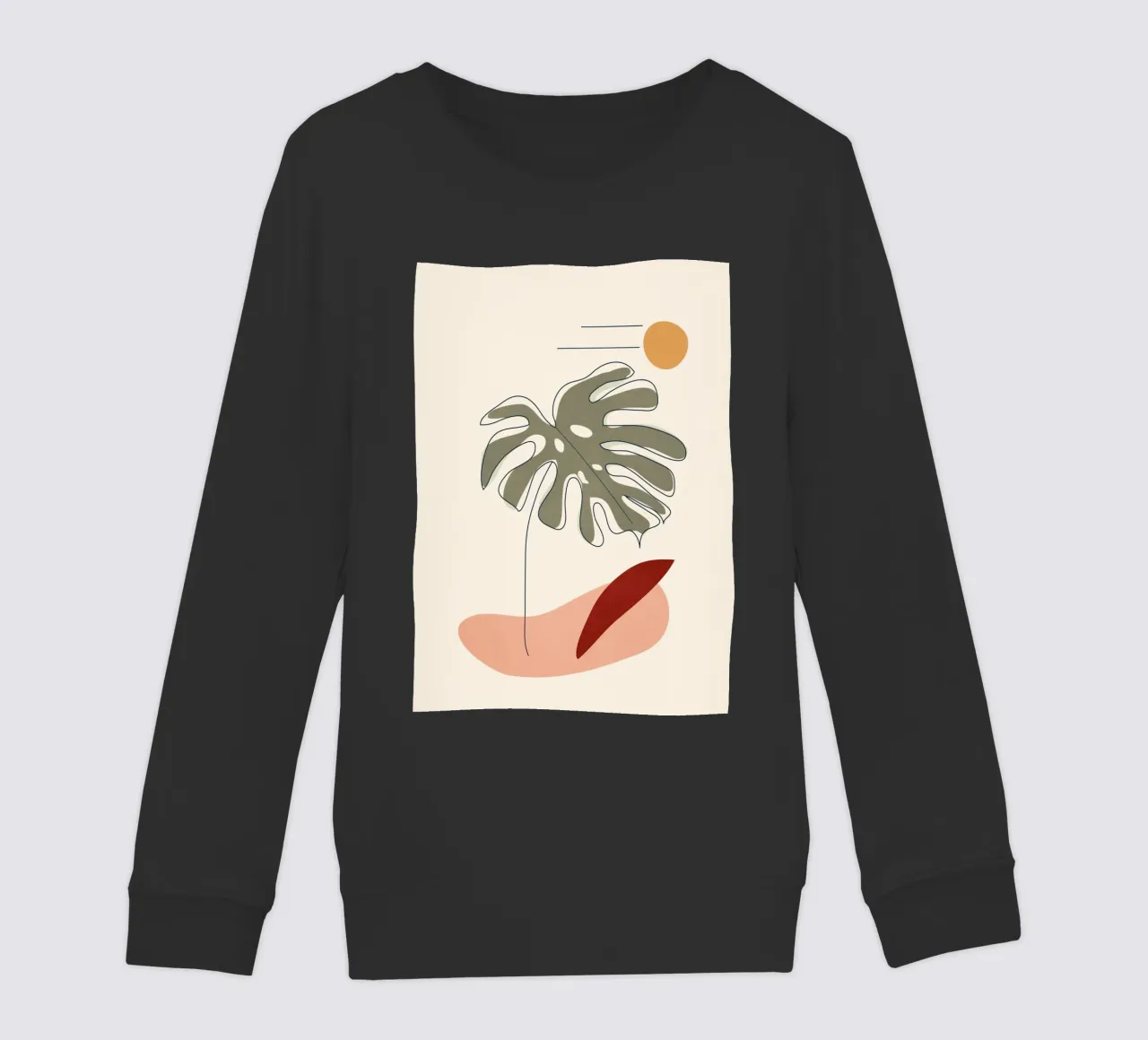 Minimal Line Monstera felpa bambino da Flow Line