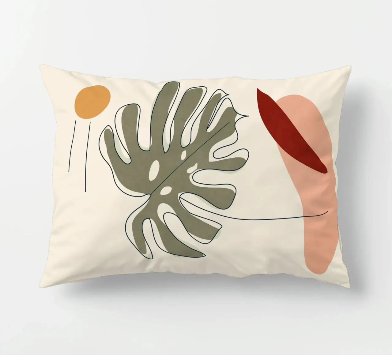 Minimal Line Monstera Kissen von Flow Line