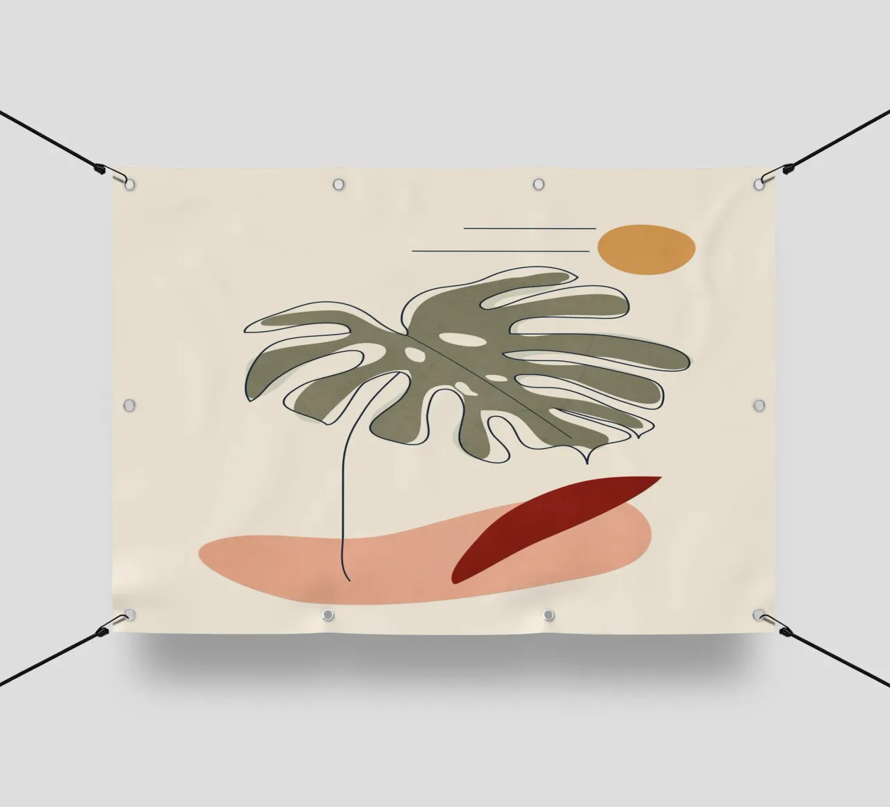 Minimal Line Monstera pvc cover by Flow Line