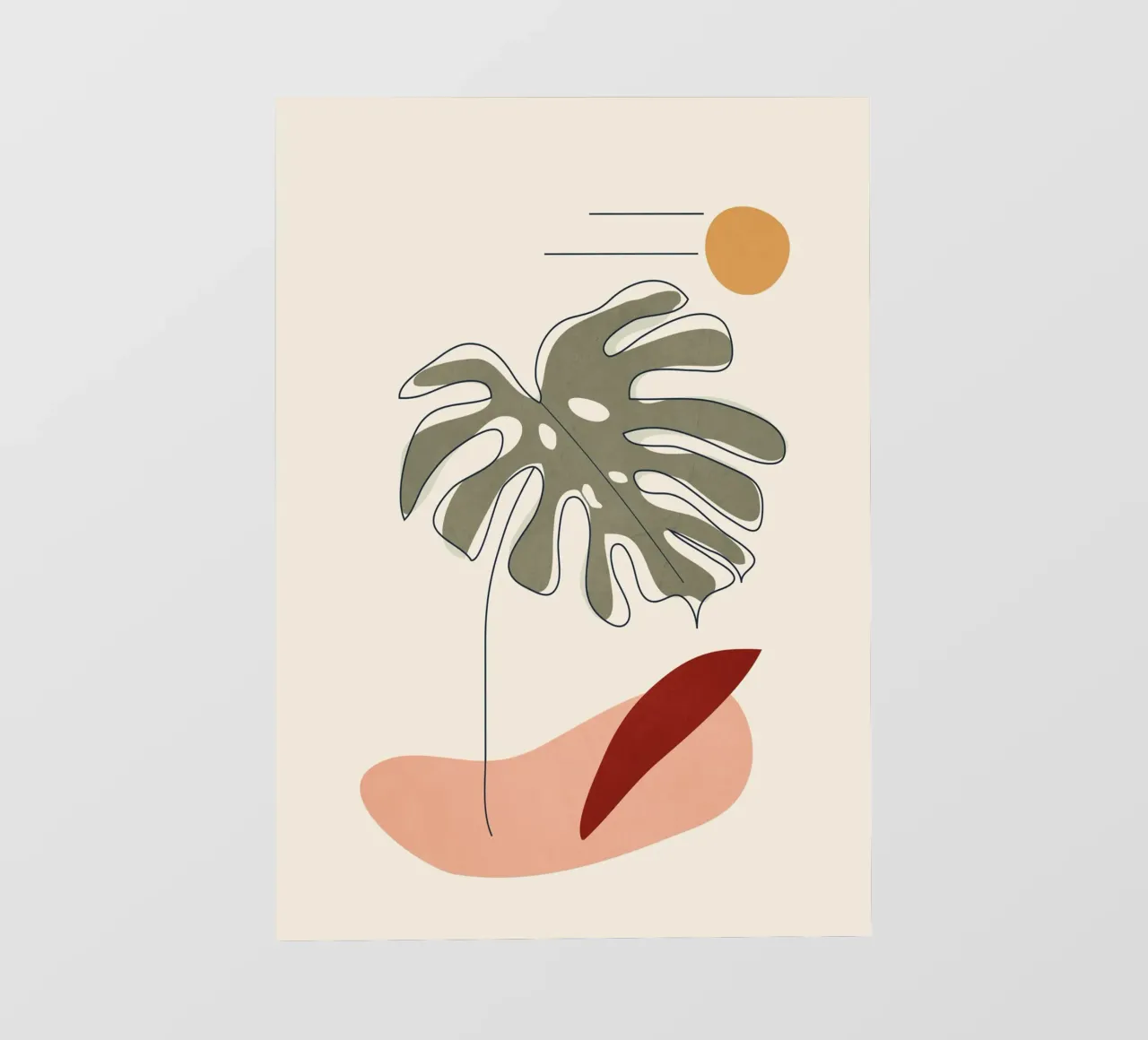 Minimal Line Monstera pvc cover by Flow Line