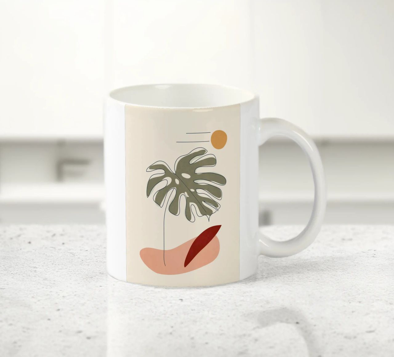 Minimal Line Monstera tazza in ceramica da Flow Line