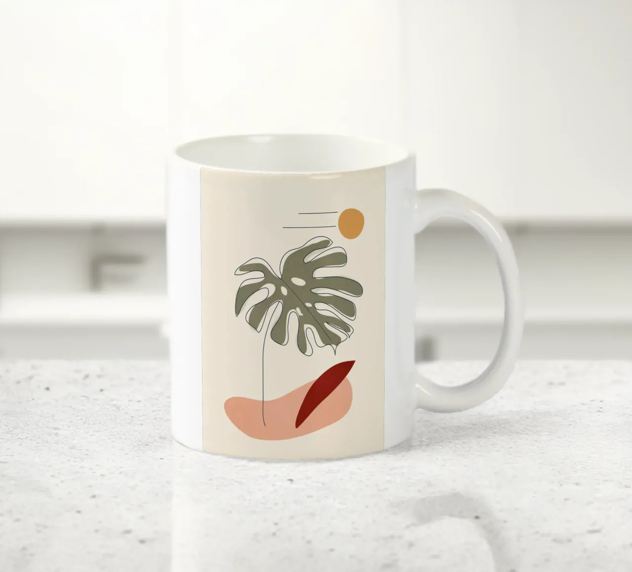 Minimal Line Monstera taza de cerámica de Flow Line