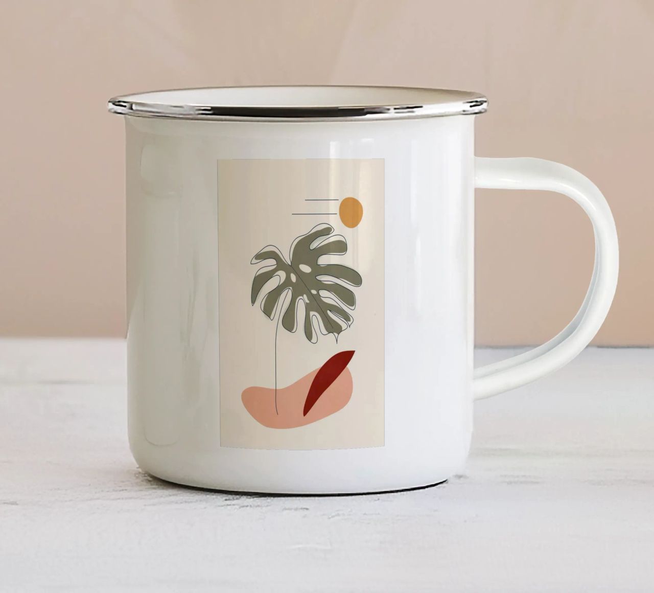 Minimal Line Monstera tazza in smalto da Flow Line