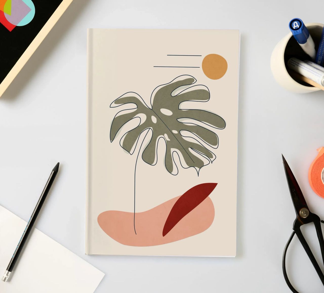 Minimal Line Monstera notebook by Flow Line