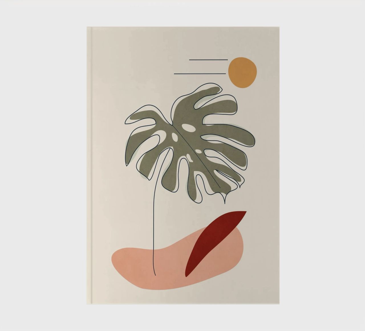 Minimal Line Monstera notebook by Flow Line