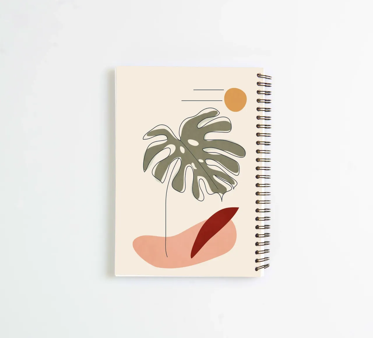 Minimal Line Monstera spiral notebook by Flow Line
