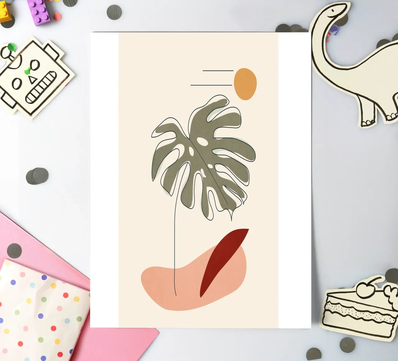 Minimal Line Monstera foglio adesivo da Flow Line