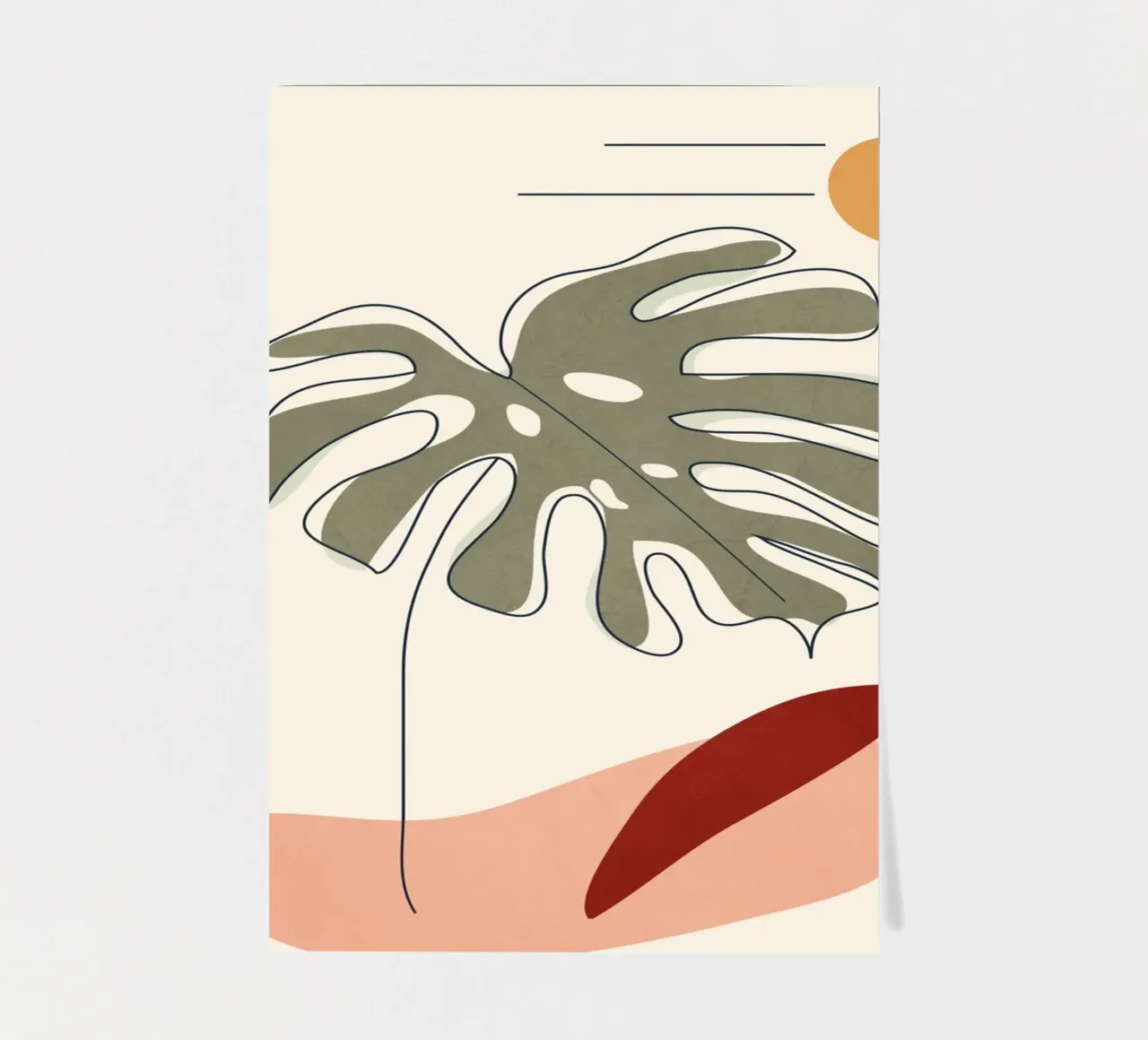 Minimal Line Monstera foglio adesivo da Flow Line