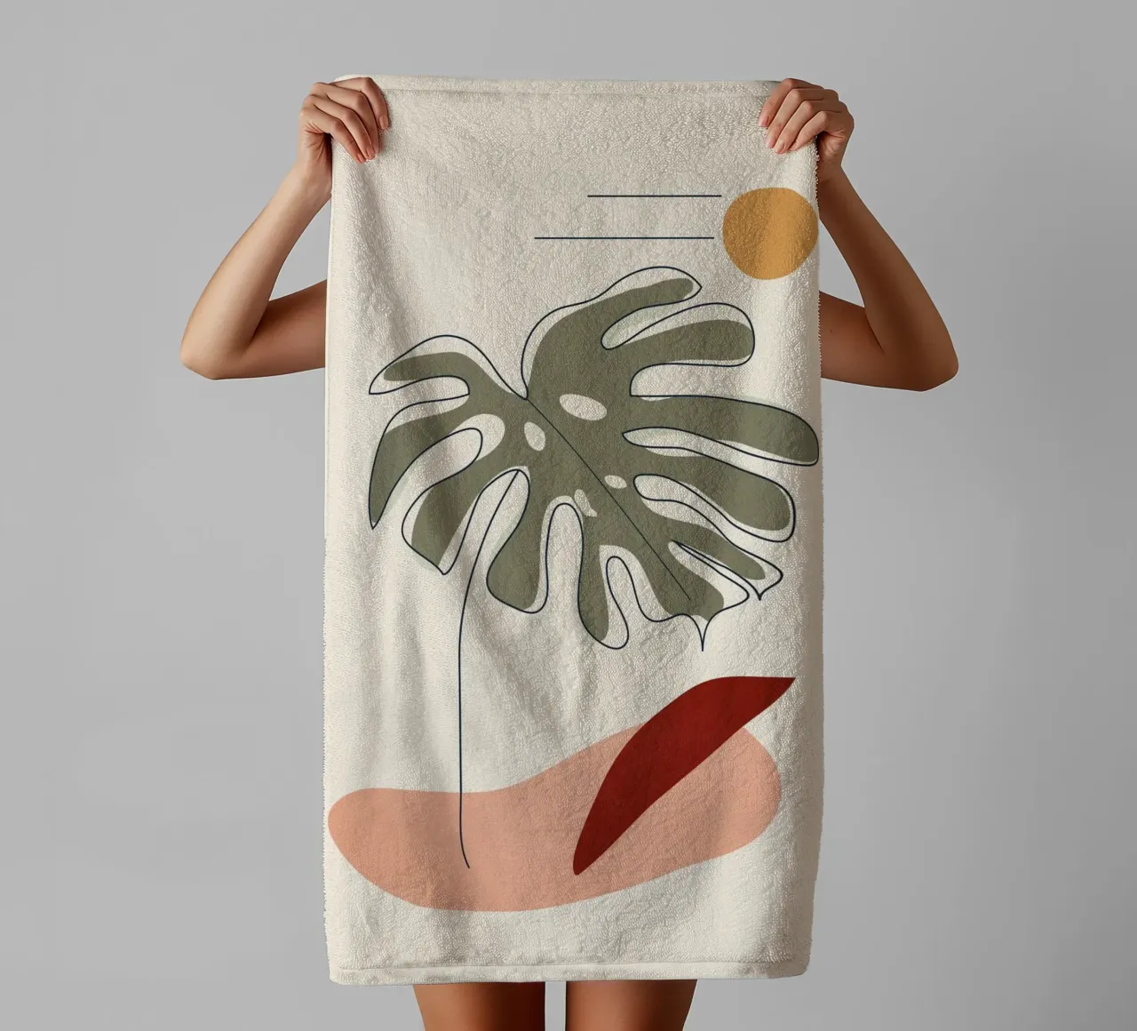 Minimal Line Monstera asciugamano da bagno da Flow Line