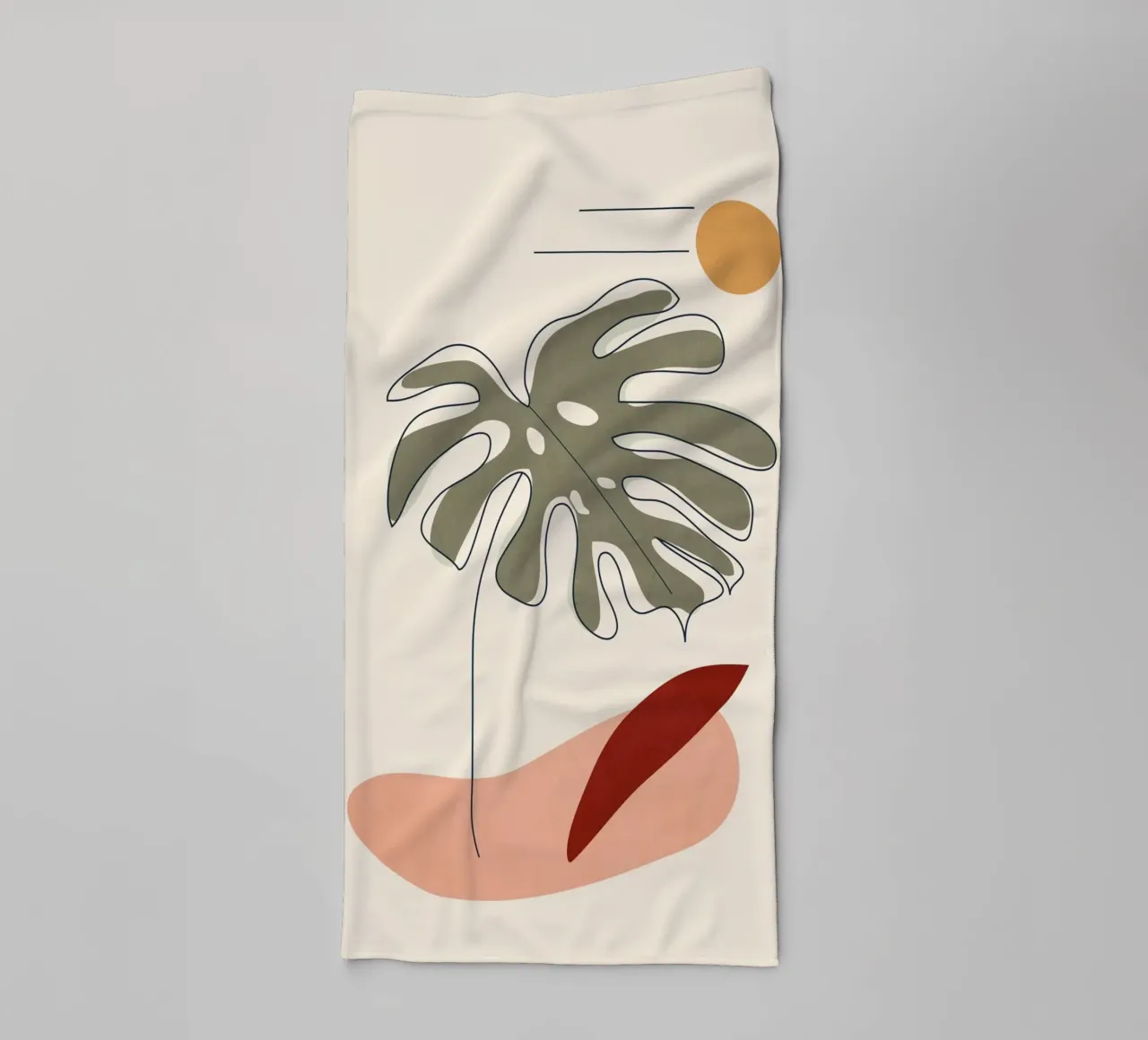 Minimal Line Monstera asciugamano da bagno da Flow Line