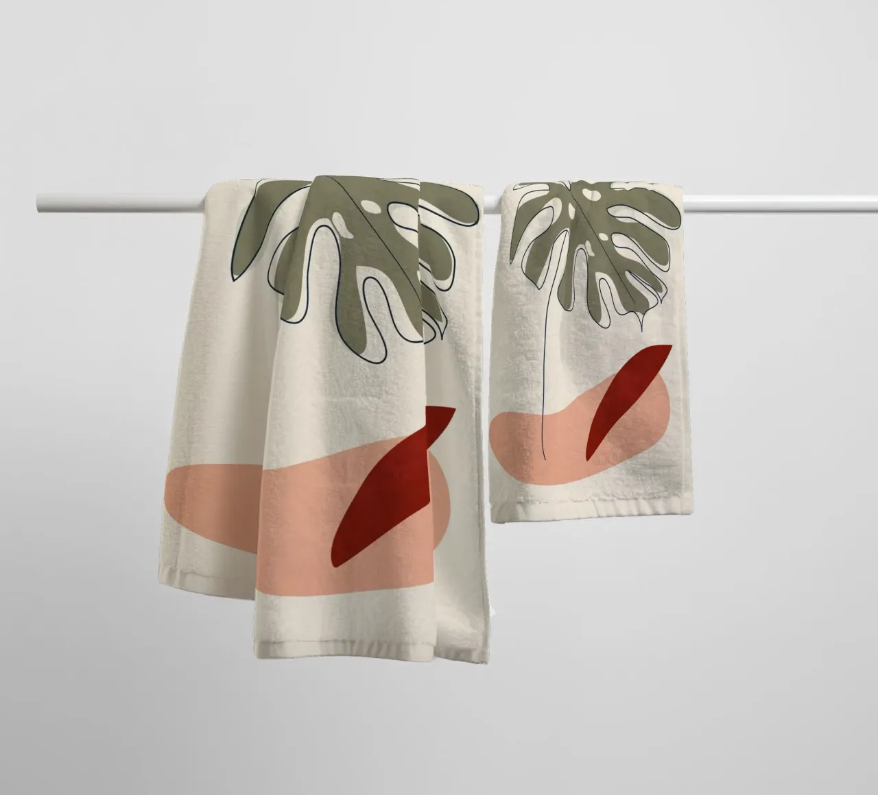 Minimal Line Monstera towel by Flow Line