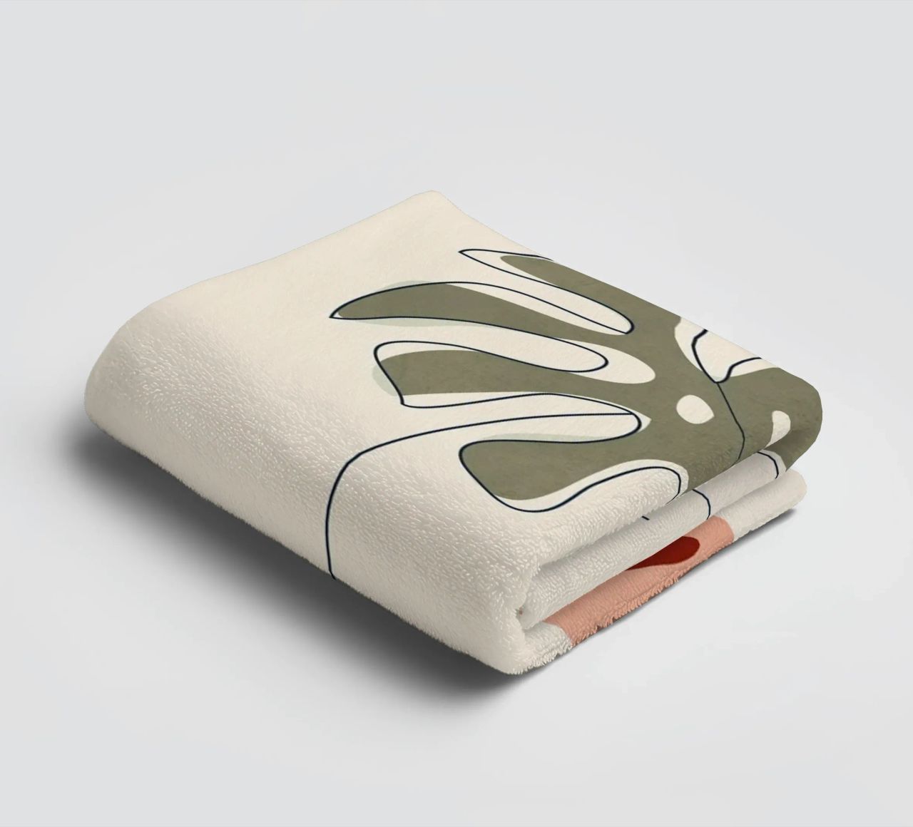 Minimal Line Monstera towel by Flow Line