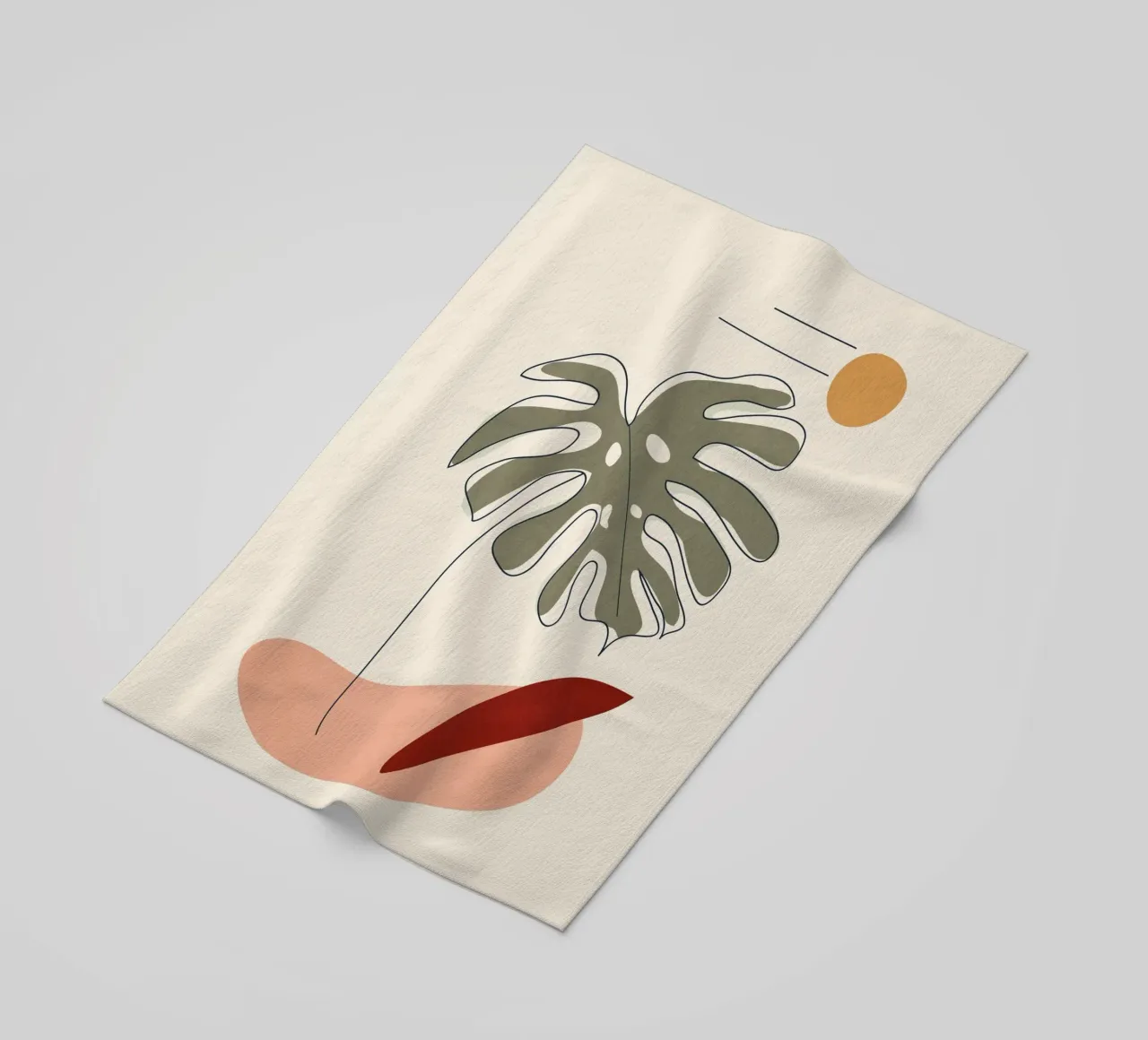 Minimal Line Monstera Strandtuch von Flow Line
