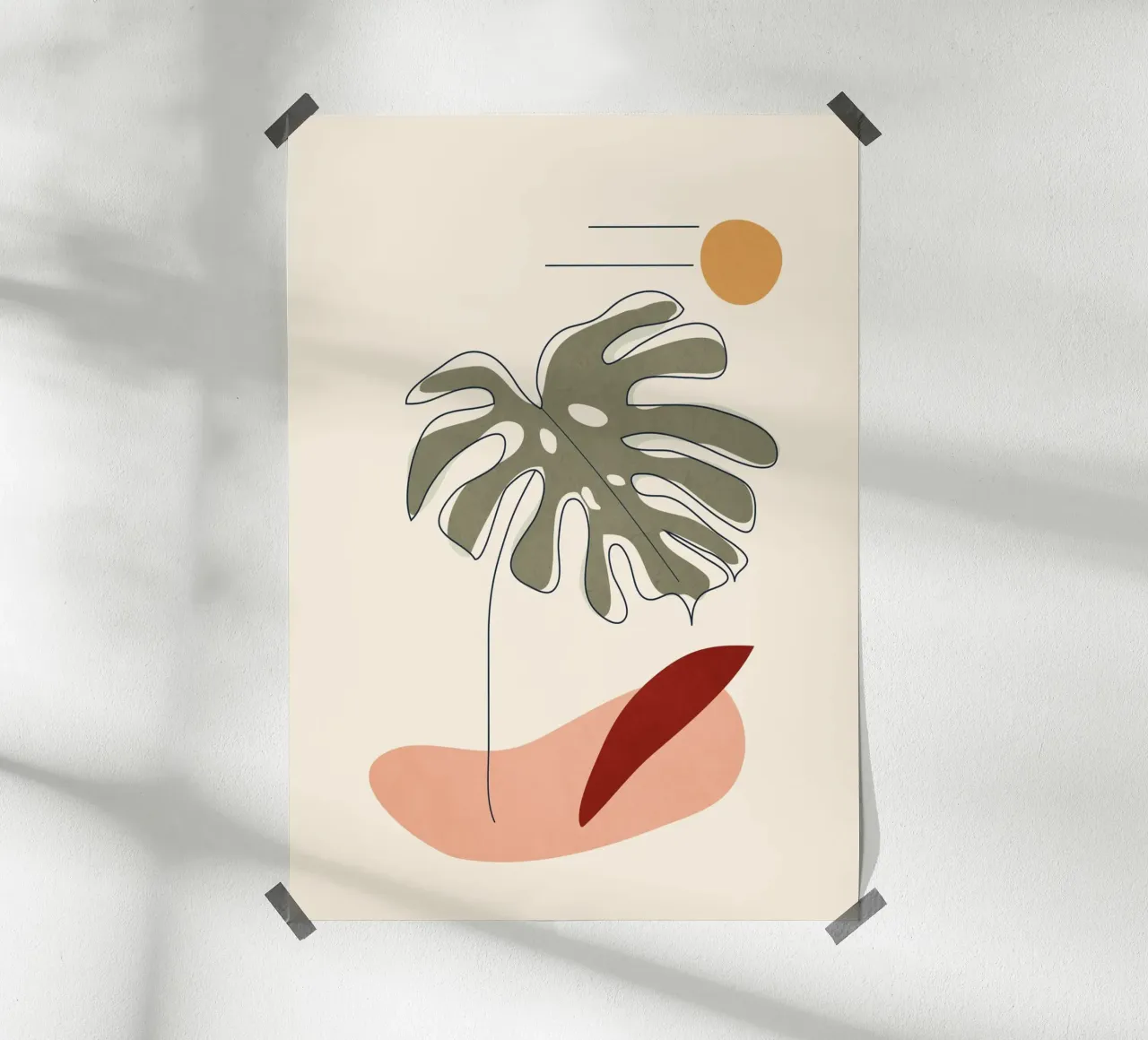 Minimal Line Monstera carta hahnemühle da Flow Line