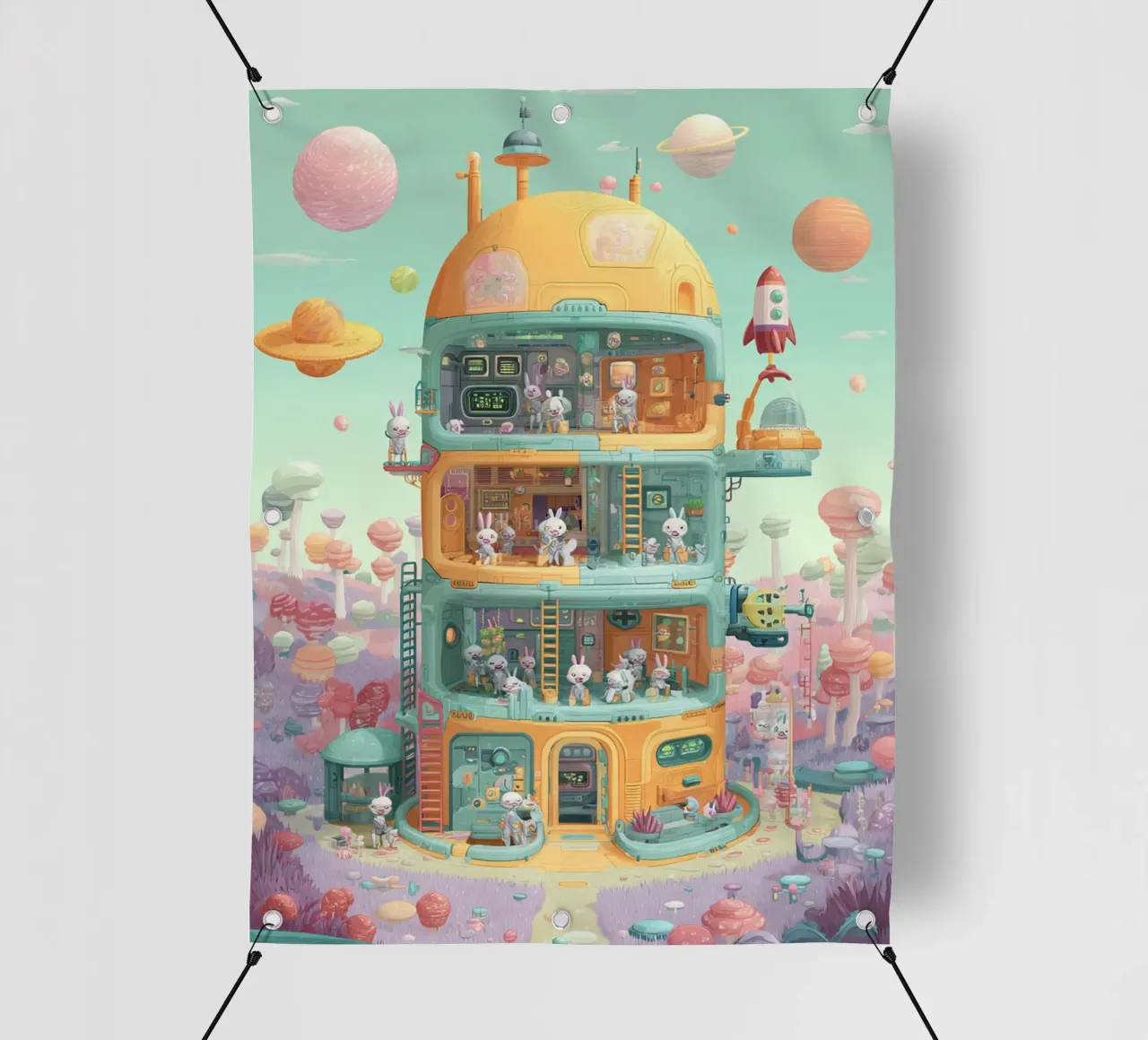 Space Bunny Colony telo in pvc da wonderfolk