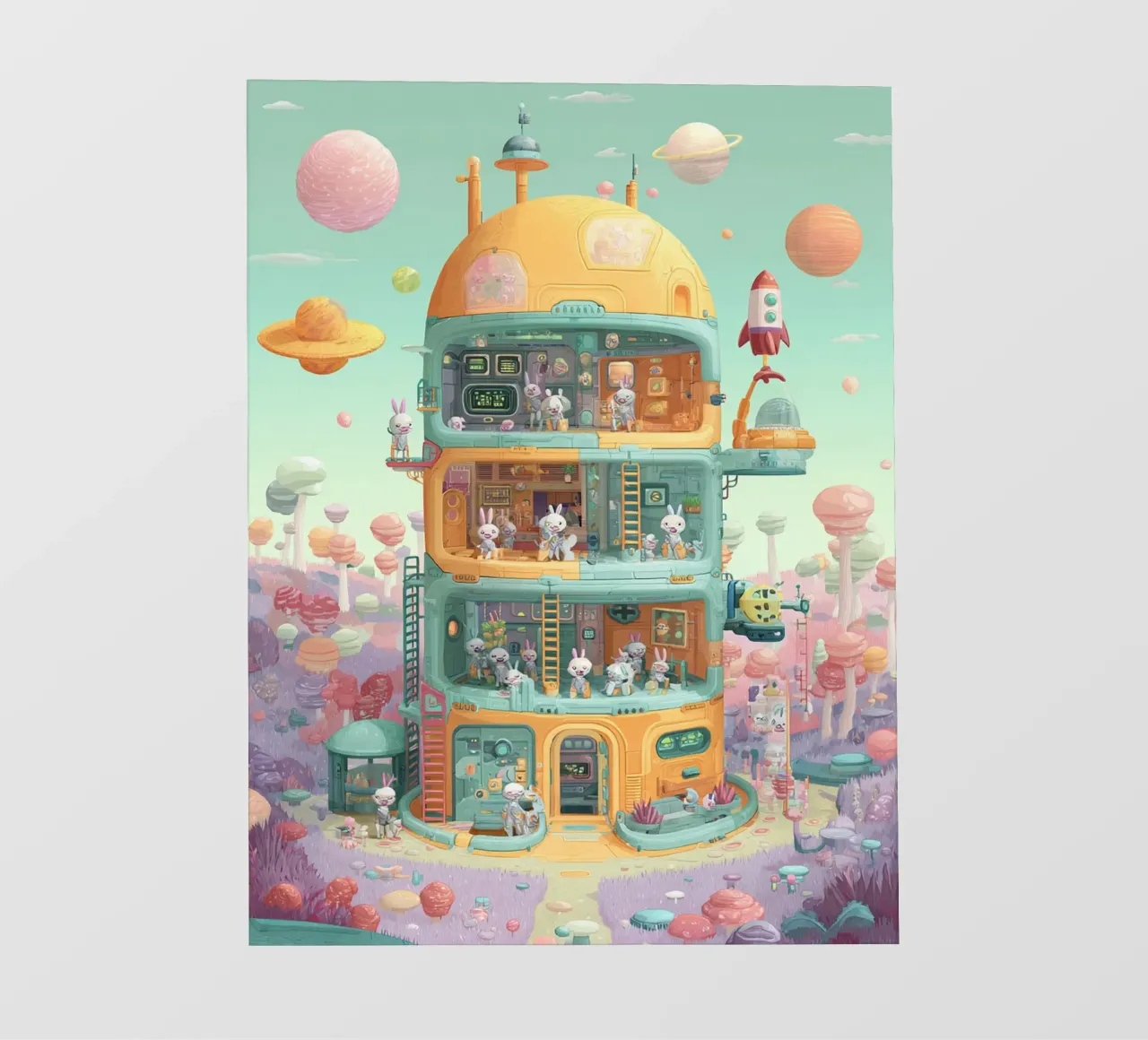 Space Bunny Colony telo in pvc da wonderfolk