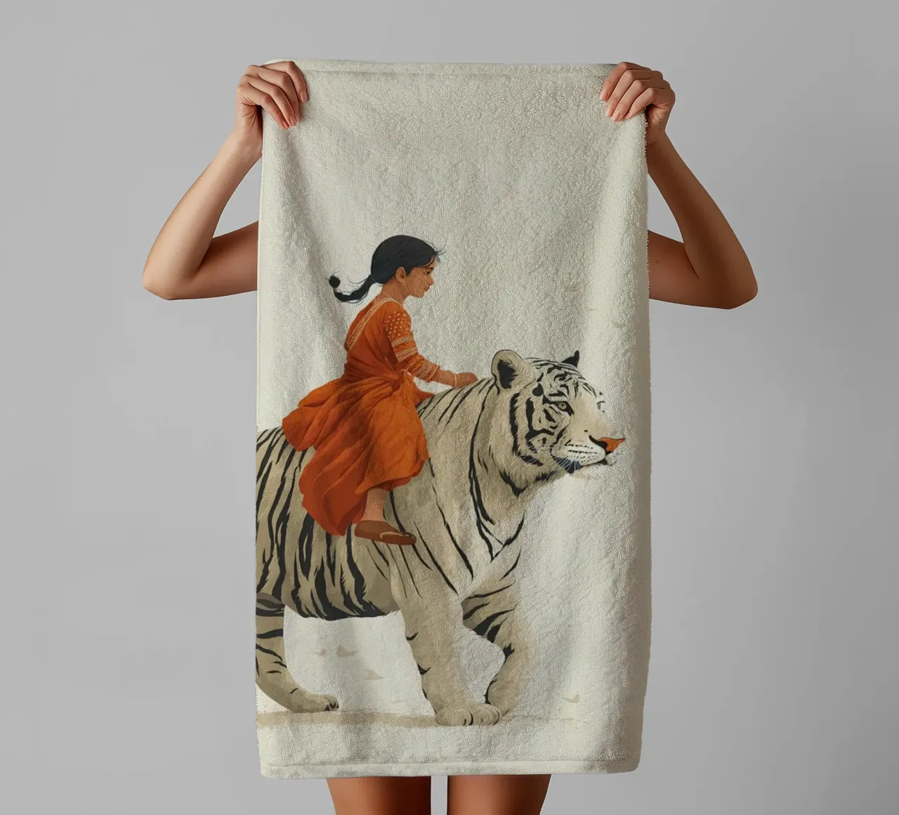 Trust carries: Girls and tigers towel by Fearless Friends