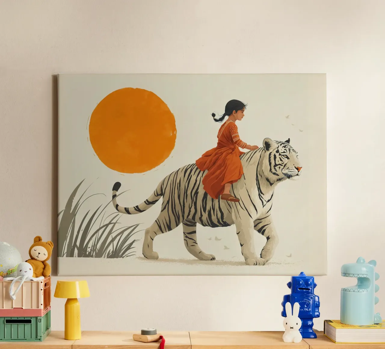 Trust carries: Girls and tigers canvas by Fearless Friends