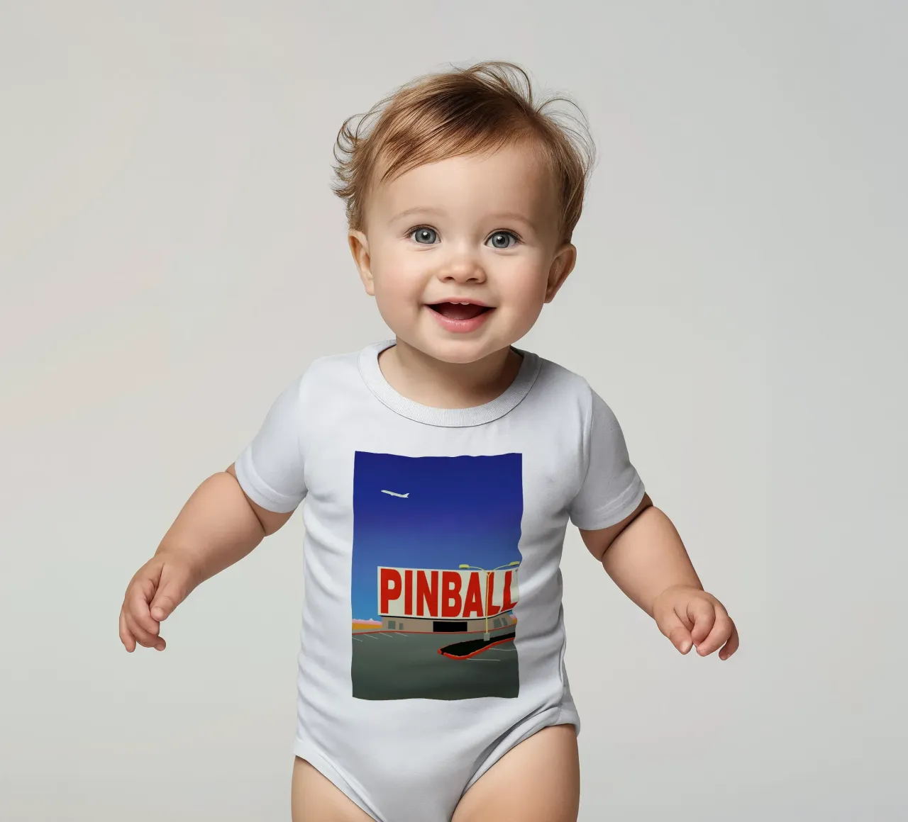 Las Vegas Pinball short-sleeve baby romper by Rosi Feist