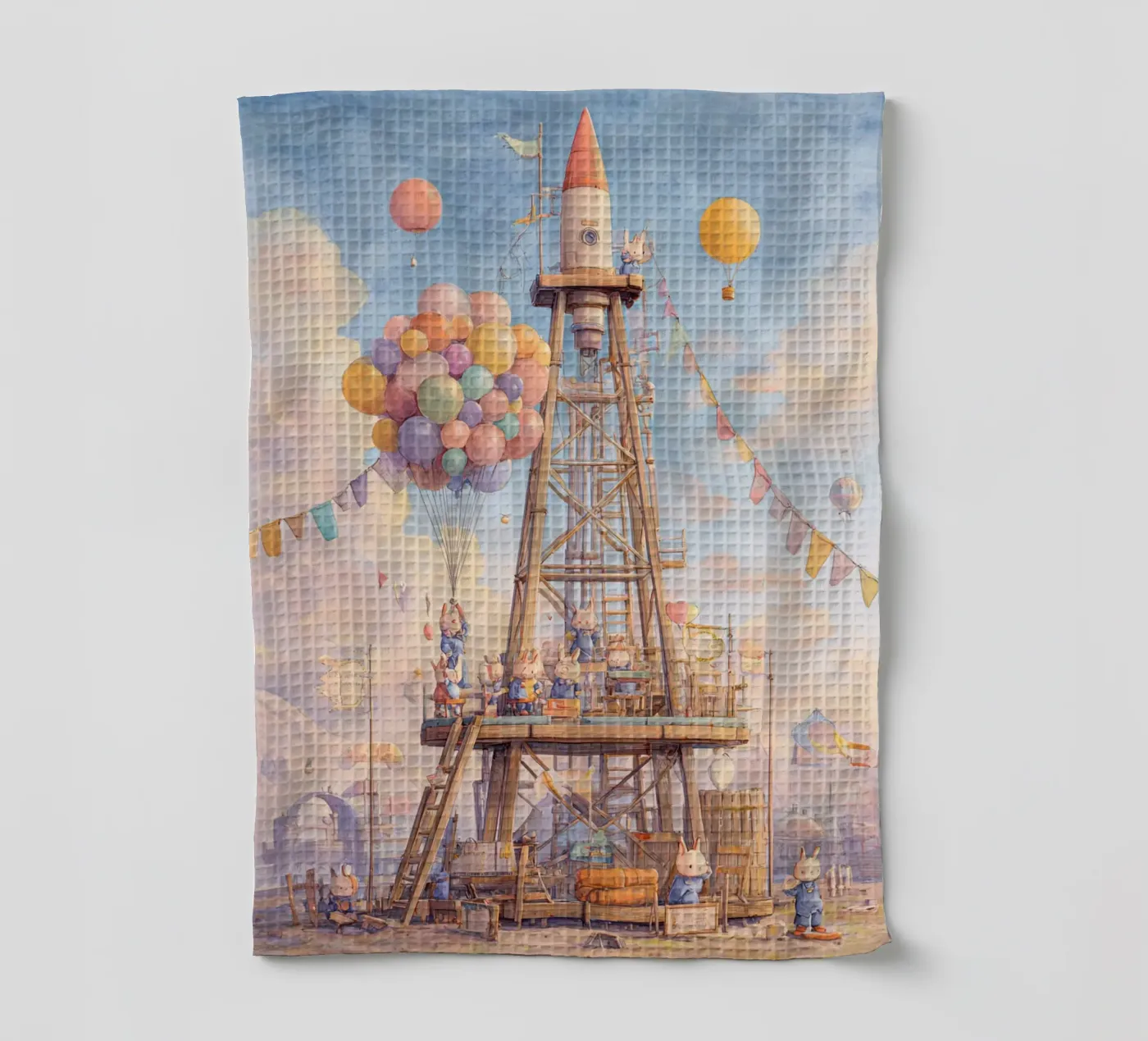 Rocket Launch tea towel by wonderfolk