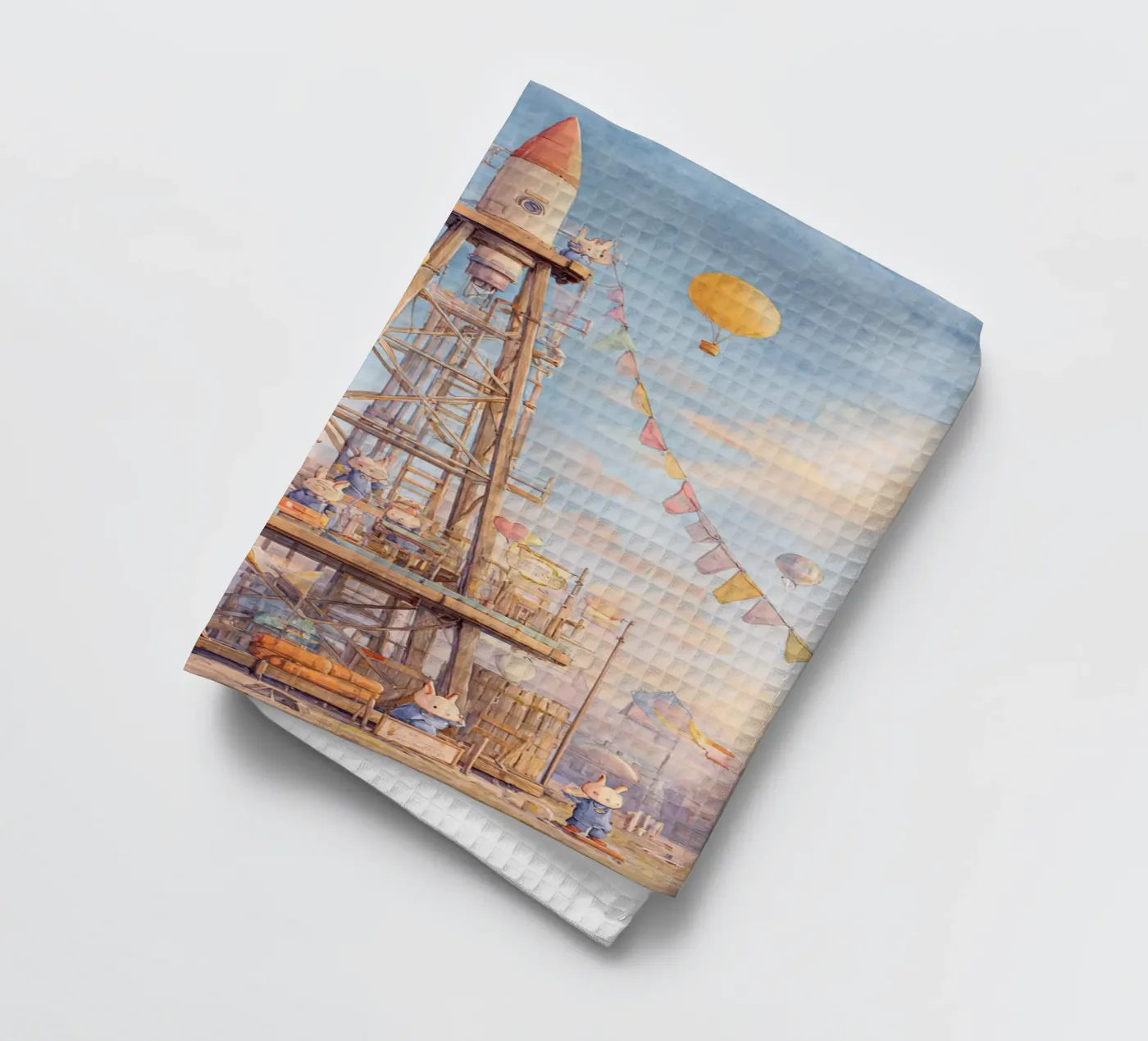 Rocket Launch tea towel by wonderfolk