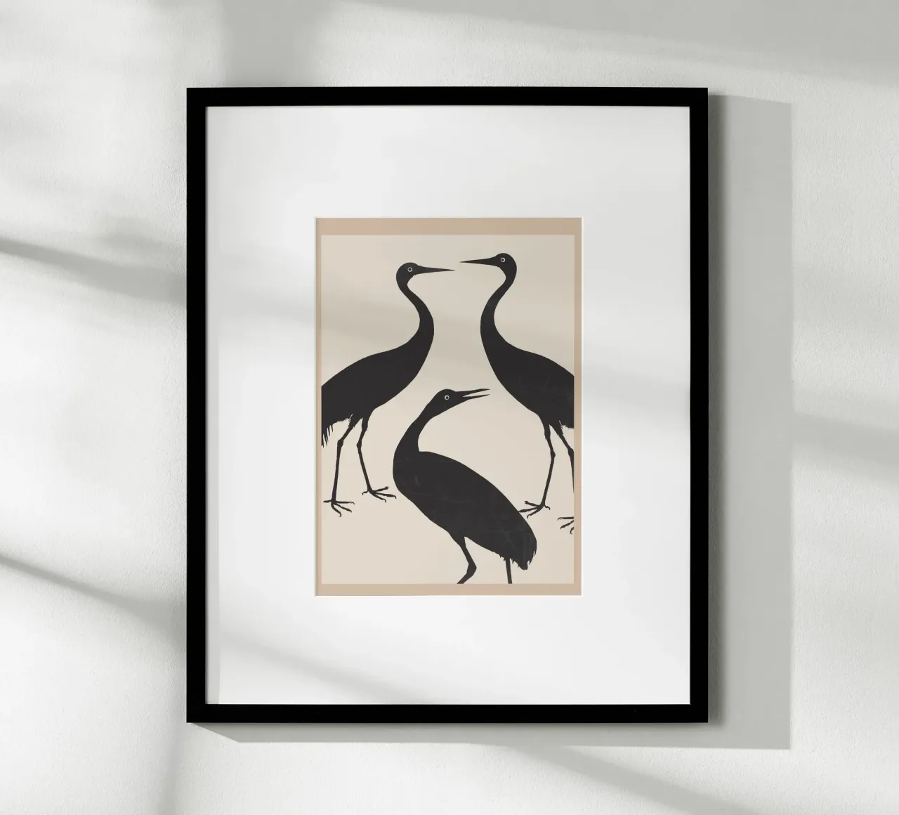The Abstract Black Birds poster con telaio in plastica da Nadjaa