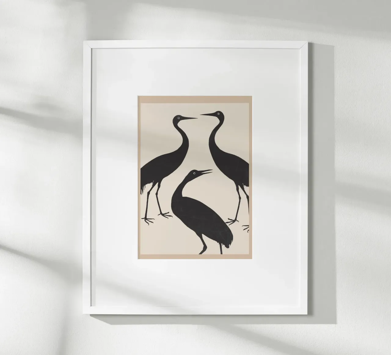 The Abstract Black Birds poster con telaio in plastica da Nadjaa