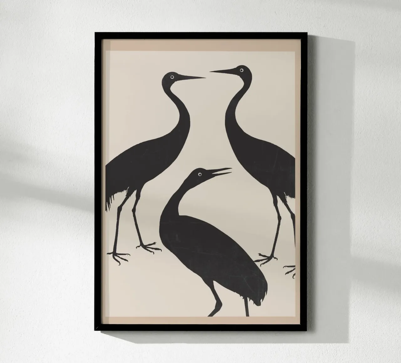 The Abstract Black Birds poster con telaio in plastica da Nadjaa