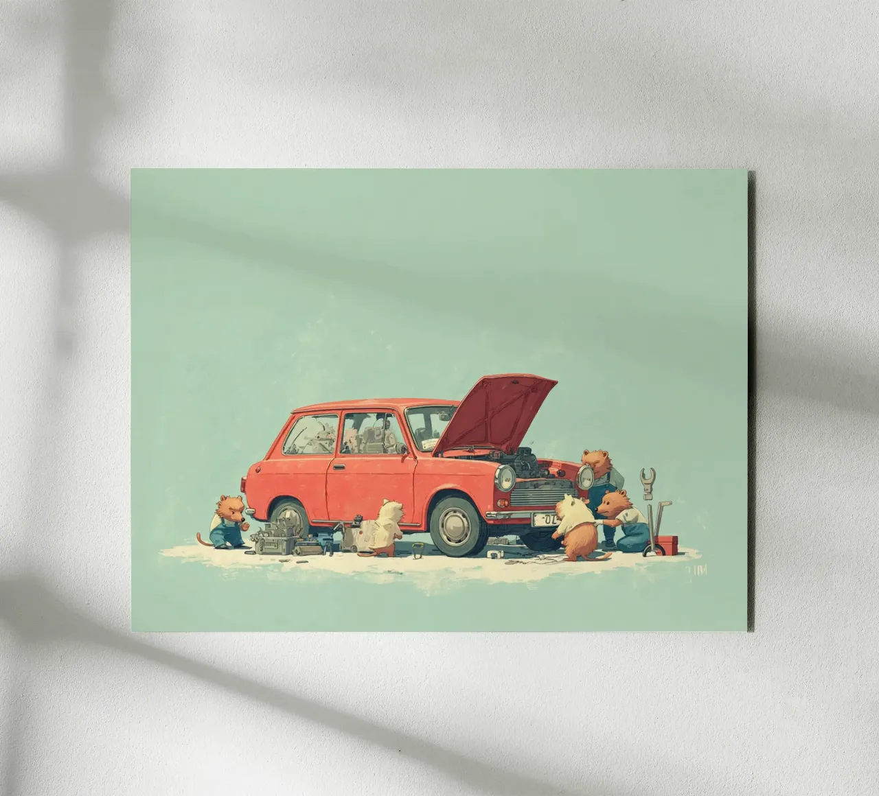 Tiny Garage Mechanics alluminio dibond da wonderfolk