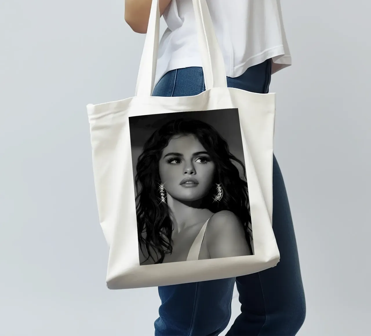 Selena Gomez tote bag by Low poly art