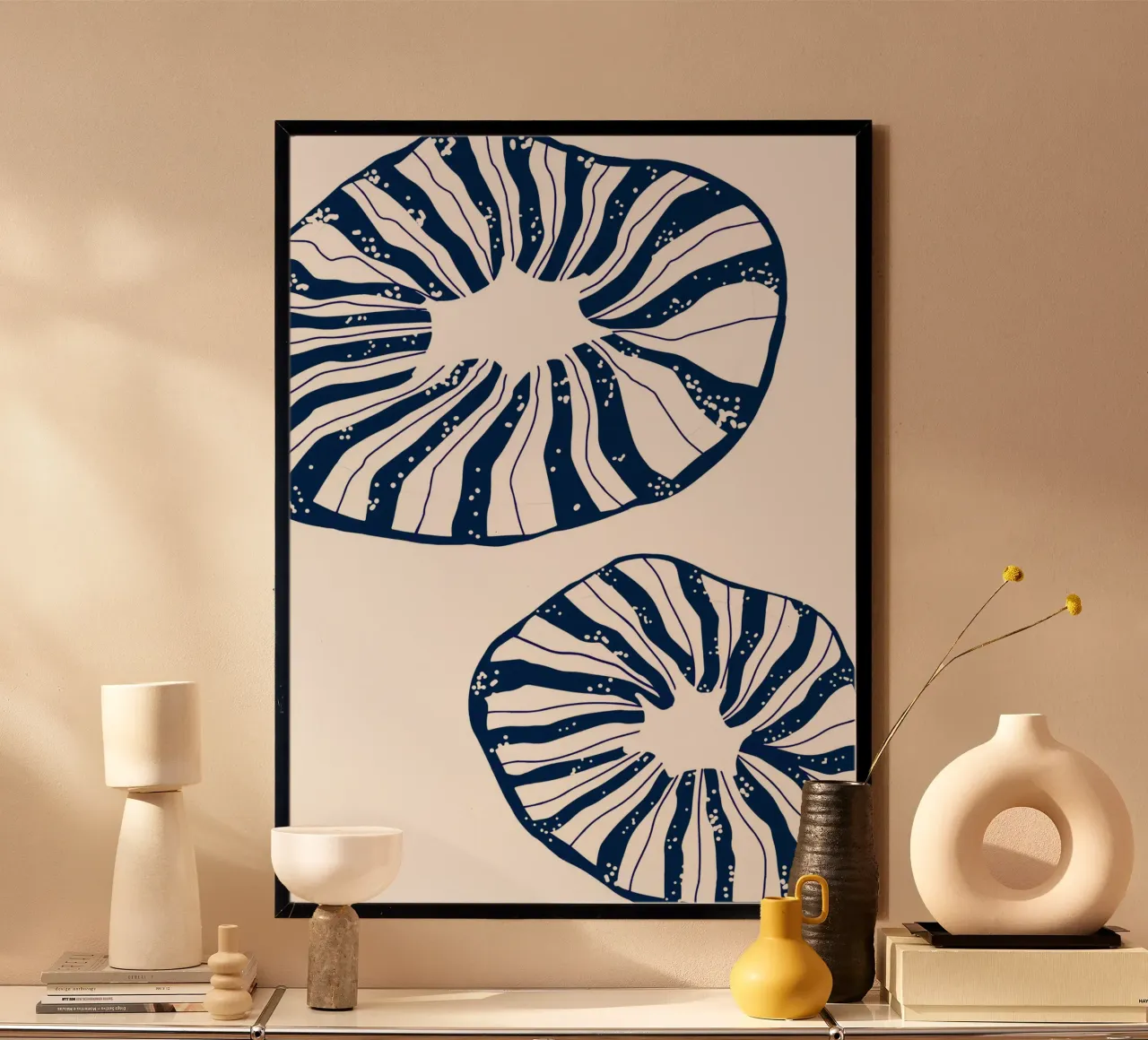 Abstract Mushroom Coral Print - Deep Blue Ocean Art poster de ClubArt