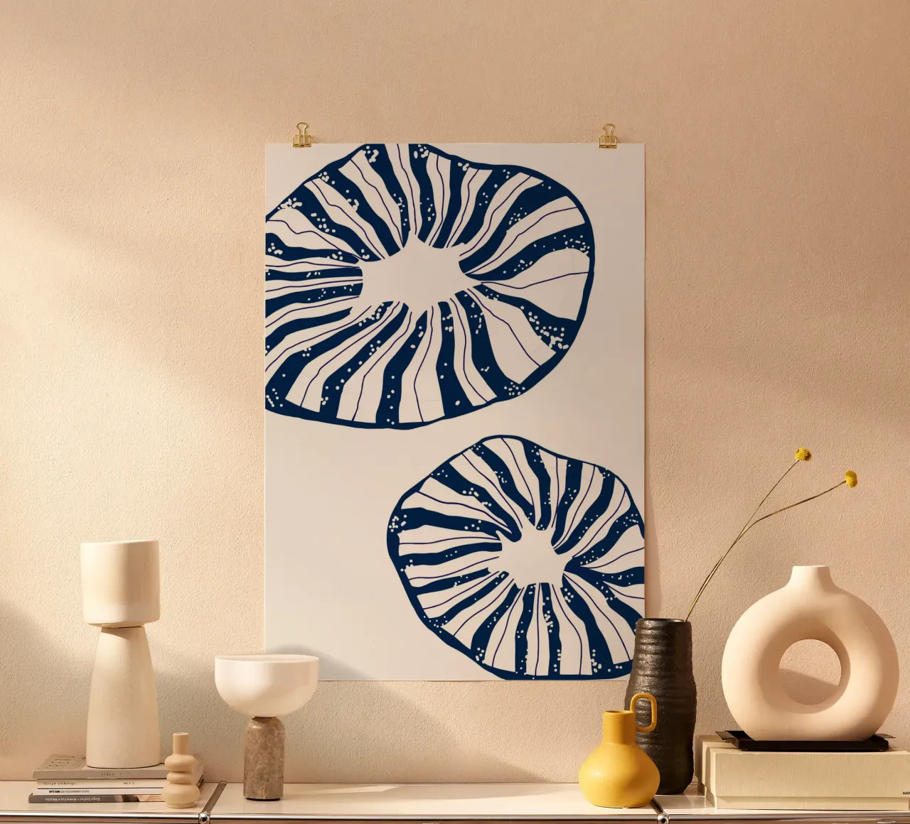 Abstract Mushroom Coral Print - Deep Blue Ocean Art poster de ClubArt