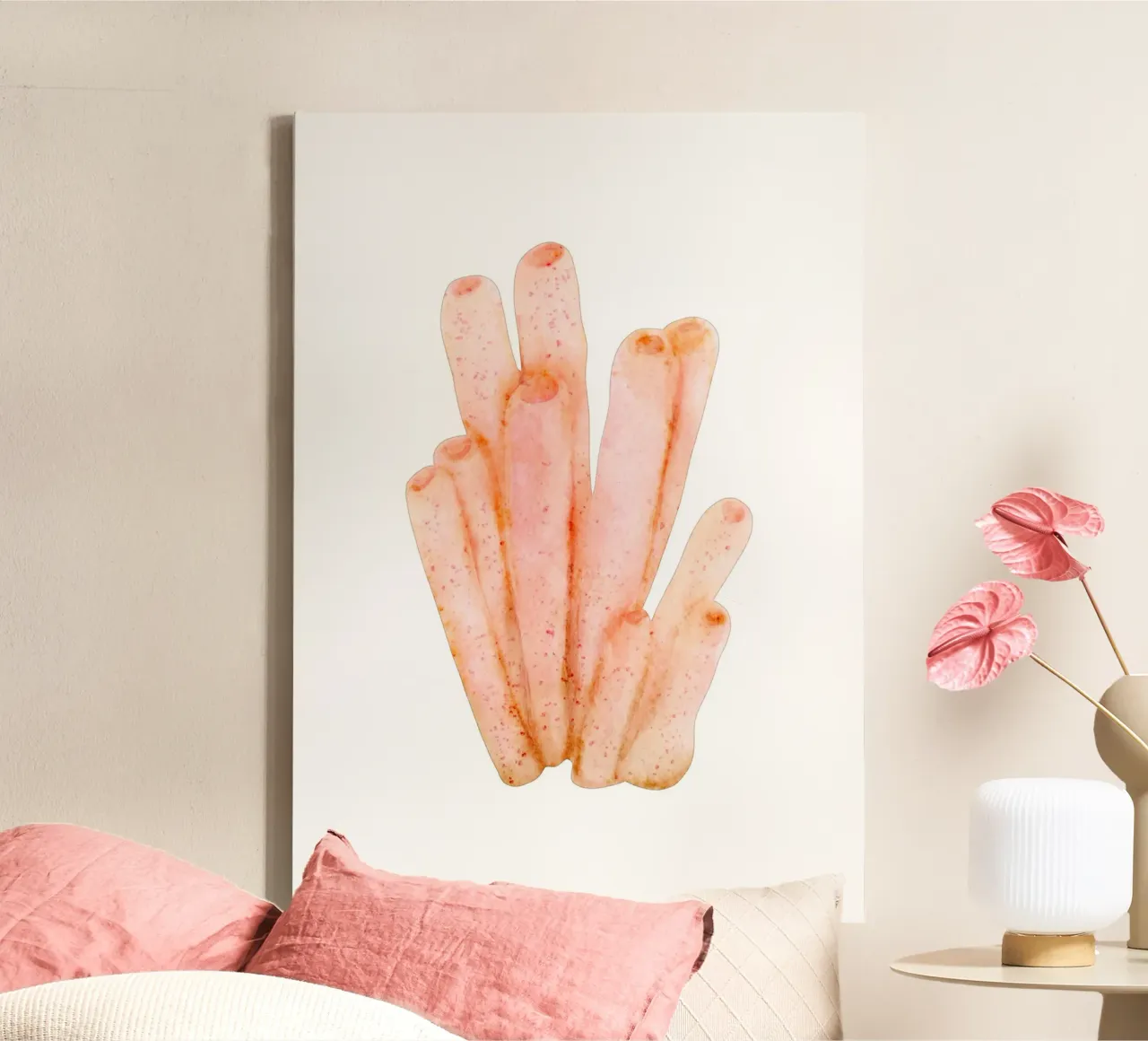 Acquerello di corallo rosa tenue - Ocean Reef Art tela con Cornice a cassetta da ClubArt