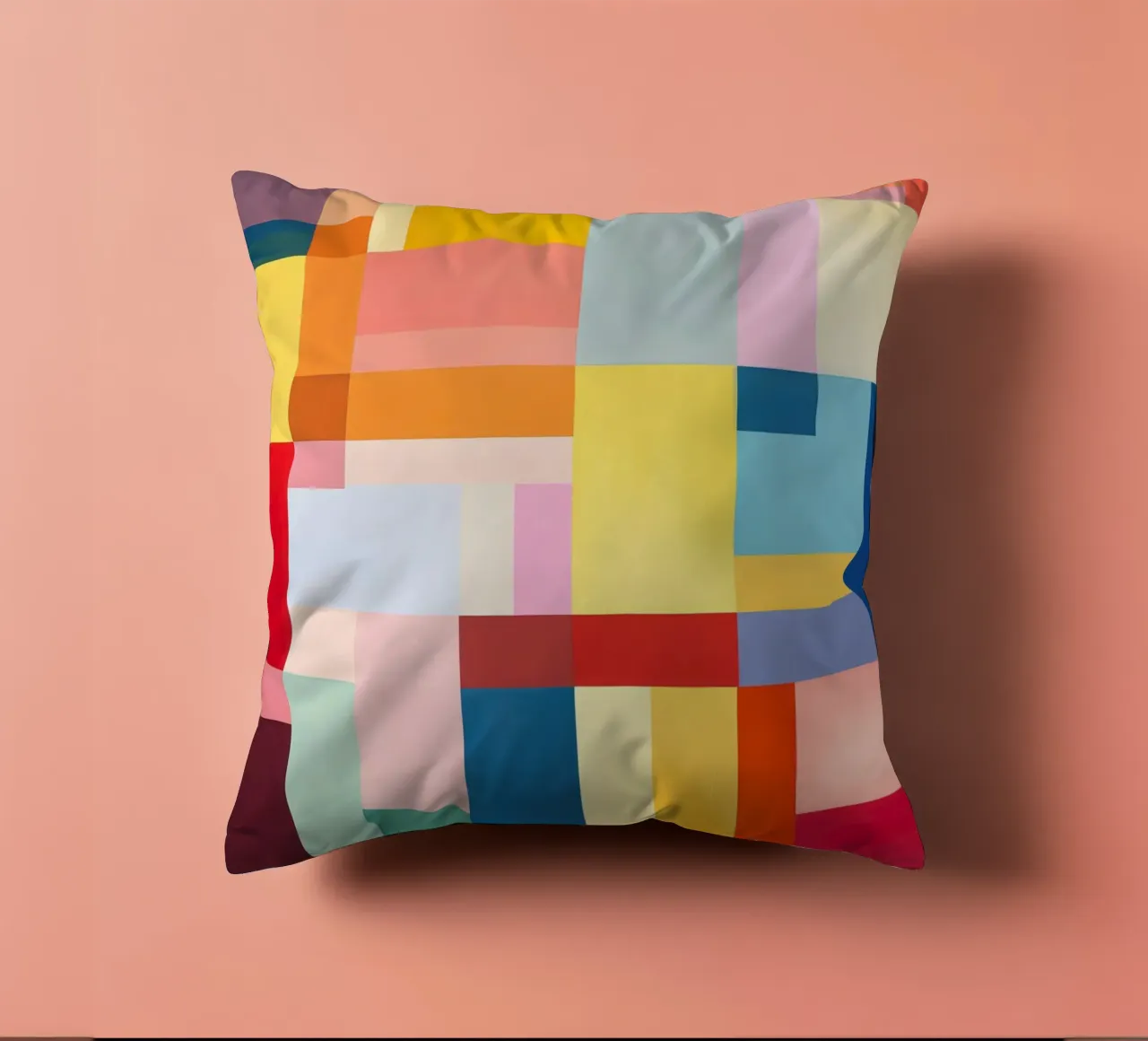 Summery rectangles | Abstract colour field composition decorative cushion by Autofocus