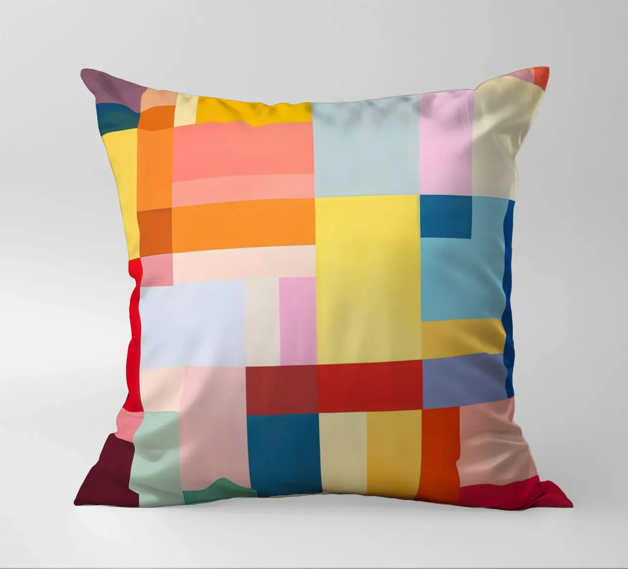 Summery rectangles | Abstract colour field composition decorative cushion by Autofocus