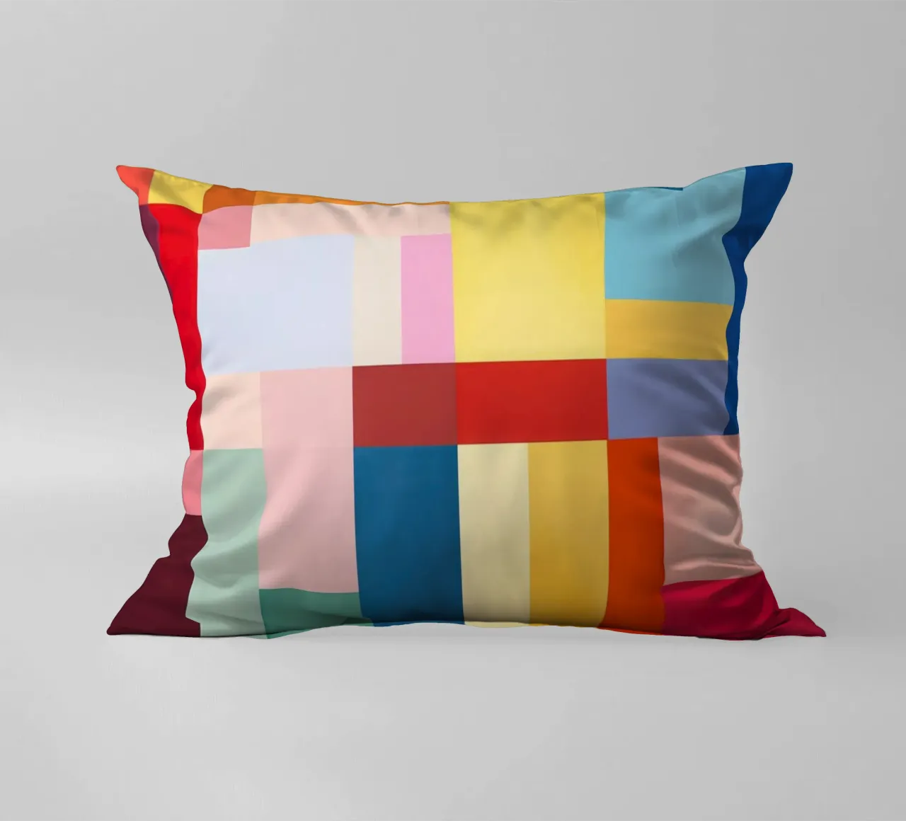 Summery rectangles | Abstract colour field composition decorative cushion by Autofocus