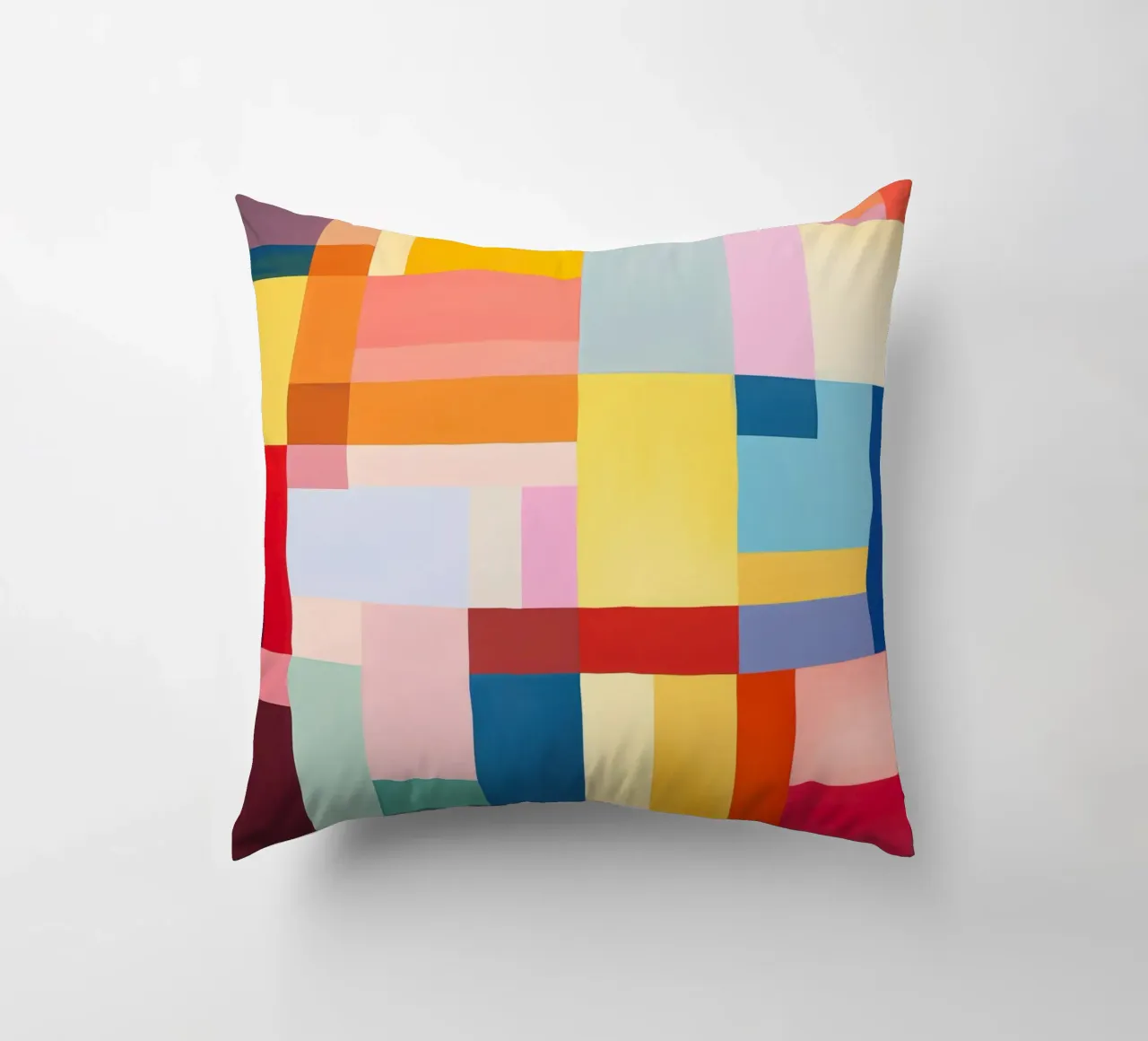 Summery rectangles | Abstract colour field composition decorative cushion by Autofocus