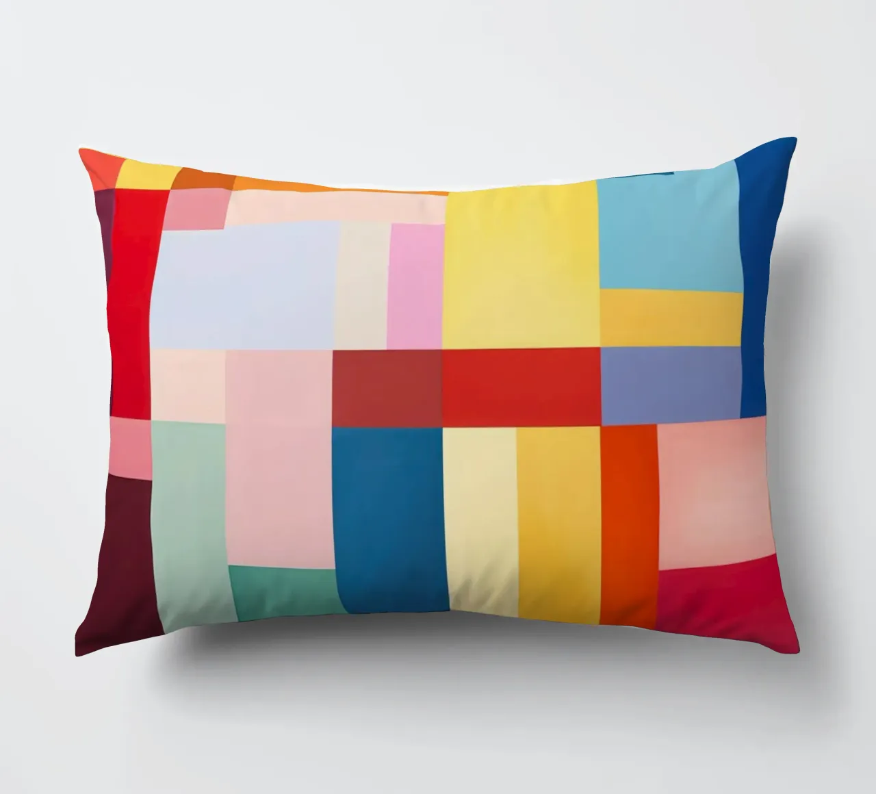 Summery rectangles | Abstract colour field composition decorative cushion by Autofocus